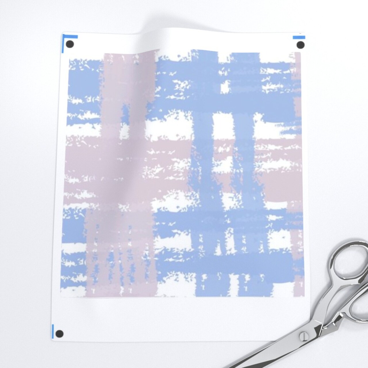 Plaid Cottagecore Painterly Pink Blue Nursery Custom Printed Fabric by Spoonflower Various Fabrics by the Yard or Fat Quarter